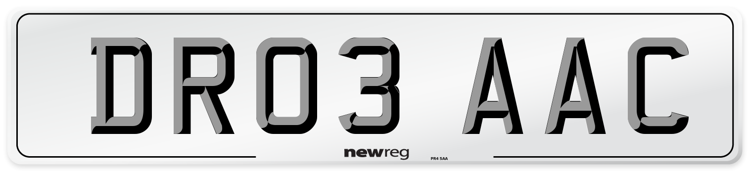 DR03 AAC Number Plate from New Reg